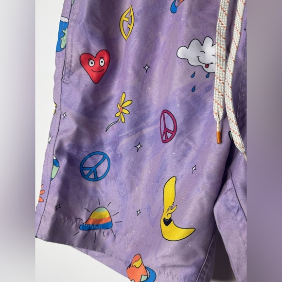 Ambsn Banana Fun Cartoon graphic Print Swim Shorts Mens Medium Purple 7” Inseam - Picture 2 of 5